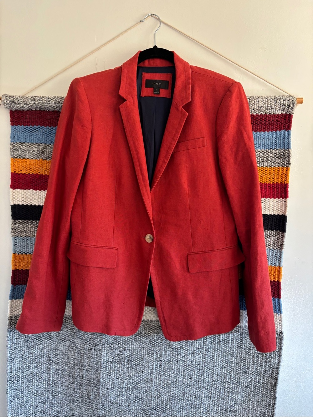J. Crew Classic Rust Linen Single-Button Blazer
